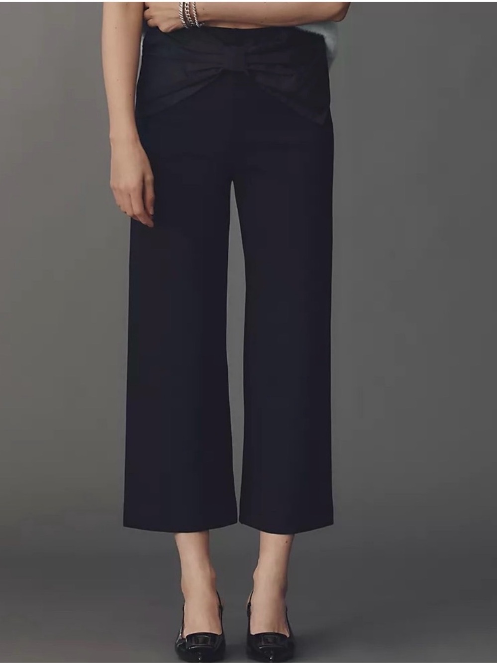 Anthropologie Colette with Bow Magic Fabric Crop Wide-Leg Pants by Maeve Size 25 - Picture 2 of 5